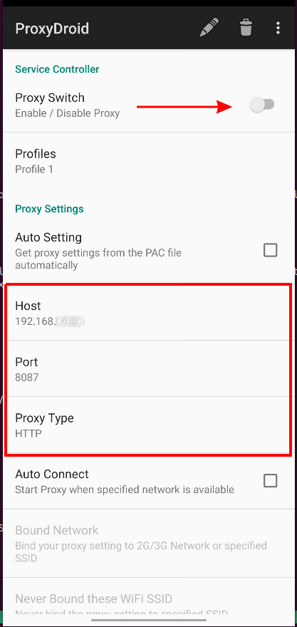 ProxyDroid setup
