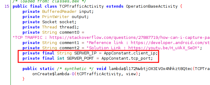hpAndro TCP details